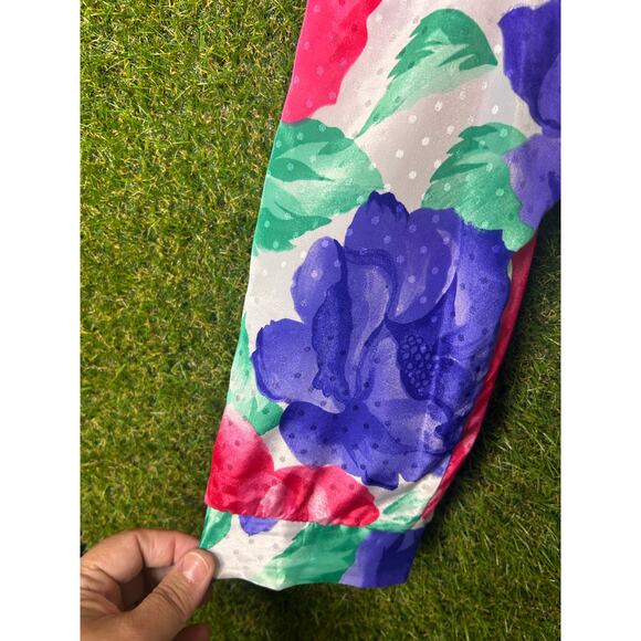 Vintage Work Habits Floral Print Puff Sleeve‎ Sweater Pullover Crewneck Size L - Picture 5 of 8